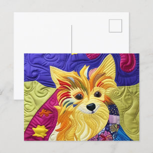 Cartão Postal Pequeno Pom Puppy Quilado Como Design