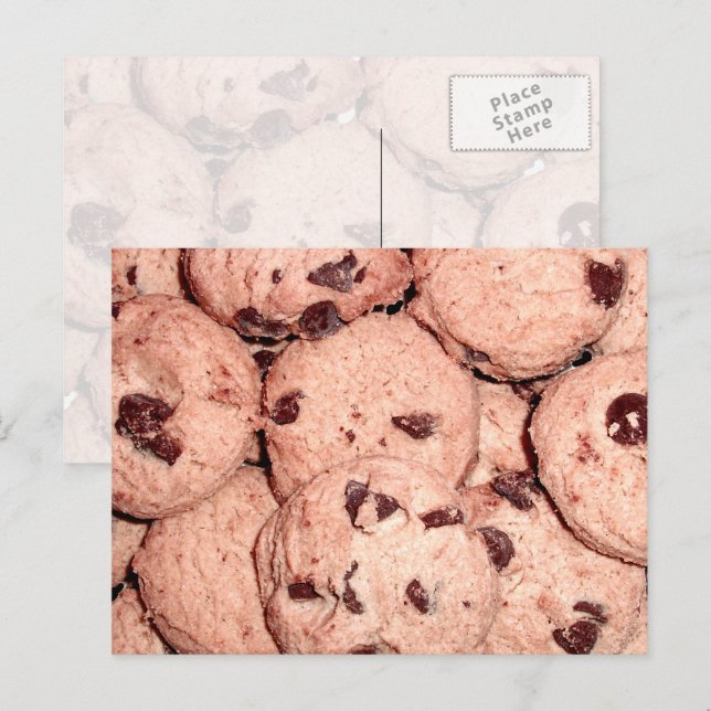 Cartão Postal Pequenos Cookies Chip De Chocolate Redondo (Frente/Verso)