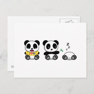 Cartão Postal Pequenos Pandas Bonitos em Branco