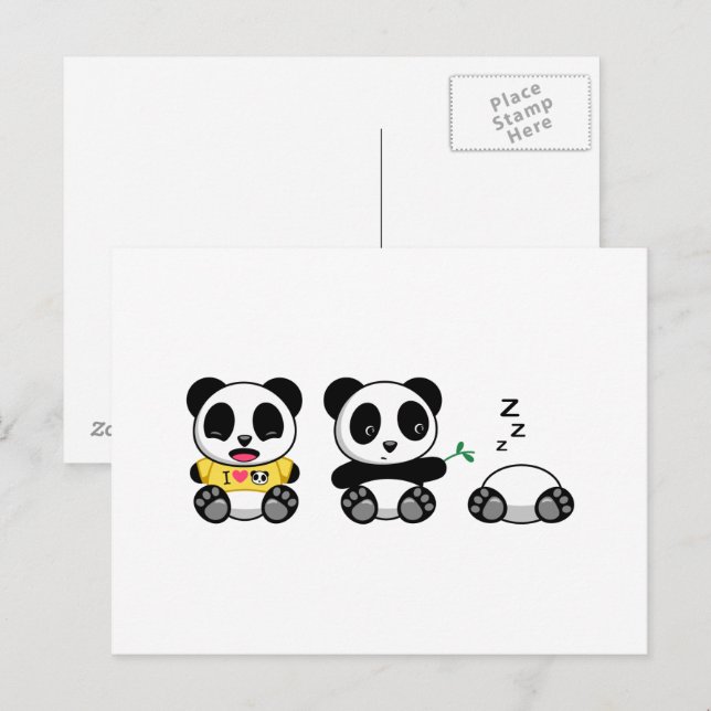 Cartão Postal Pequenos Pandas Bonitos em Branco (Frente/Verso)
