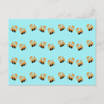 Pequenos trens laranja padrão em azul