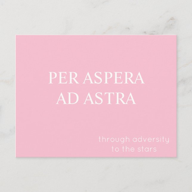 Cartão Postal Per Aspera Astra Latino Cotação Postcard - Rosa (Frente)