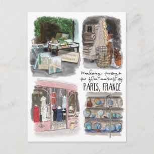 Cartão Postal Perambulando pelos mercados de Flea de Paris - Car