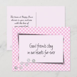 Cartão Postal Perda de Animal de Estimação em Xadrez Rosa do Vet
