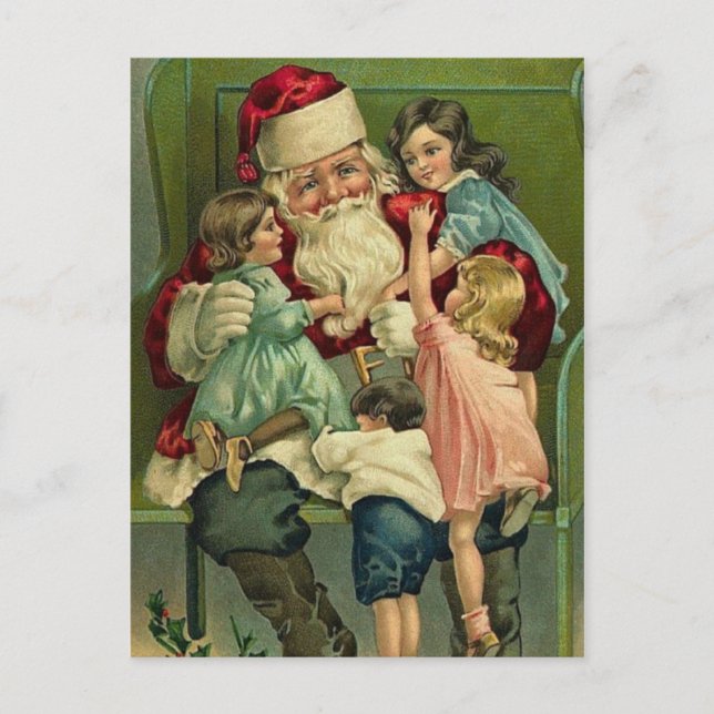 Cartão Postal Père Noël et enfants (Frente)