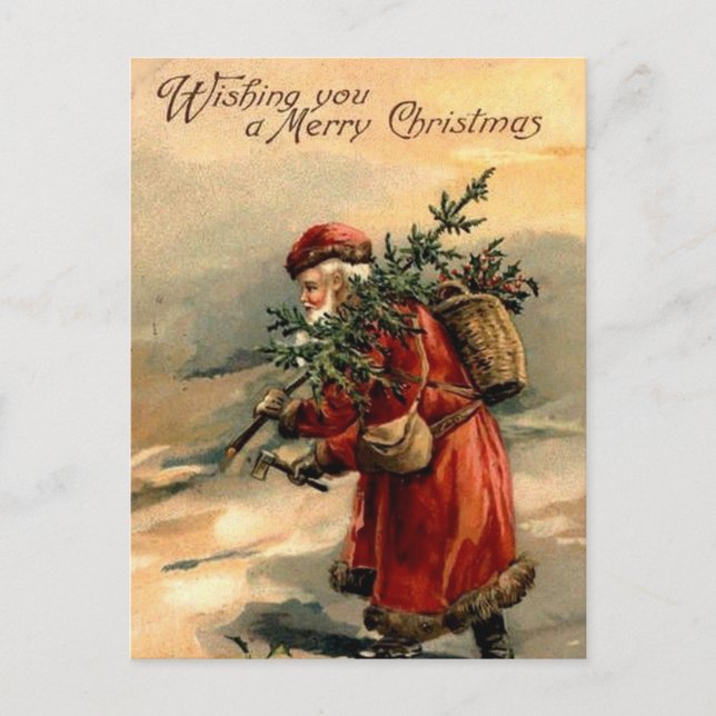 Cartão Postal Père Noël et sapin (Frente)