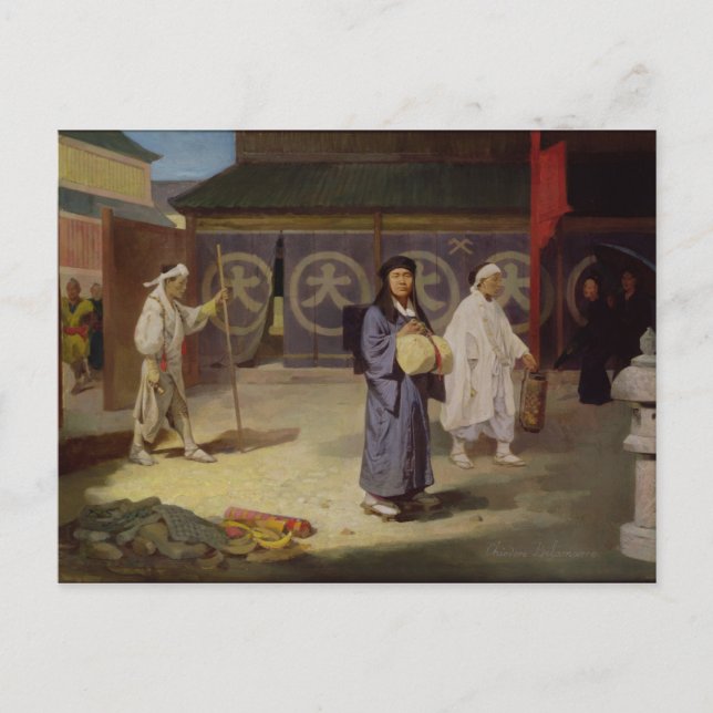 Cartão Postal Peregrino japonês retornando do Monte Fusi Yama (Frente)