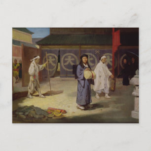 Cartão Postal Peregrino japonês retornando do Monte Fusi Yama