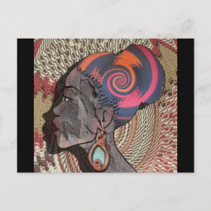 Cartão Postal Perfil de mulher africana numa cesta tecida