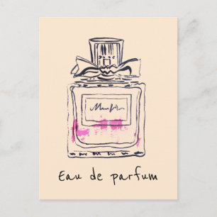Cartão Postal Perfume garrafa moda aquarela eau de parfum