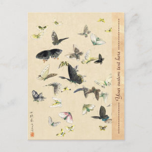 Cartão Postal pergaminho da borboleta ukiyo-e legal japonês