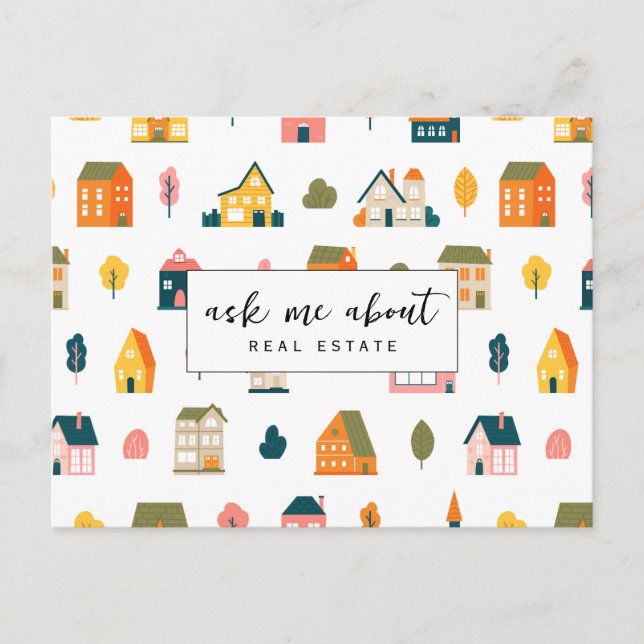 Cartão Postal Pergunte-me sobre o Promocional de Casas Imóveis (Frente)