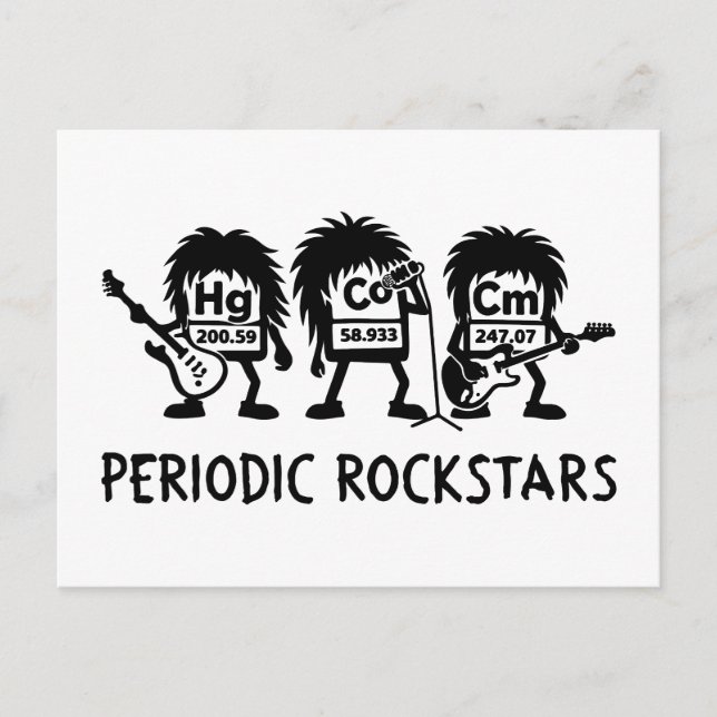 Cartão Postal Periodic Rockstars Chemistry Humor (Frente)