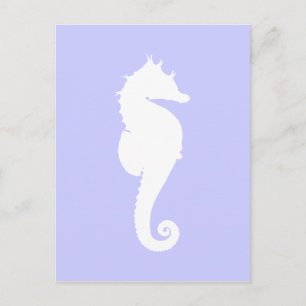 Cartão Postal Periwinkle e Cavalo do Mar Branco
