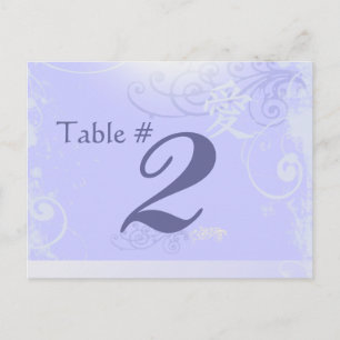 Cartão Postal Periwinkle Kanji Love Swirl Wedle Table Number