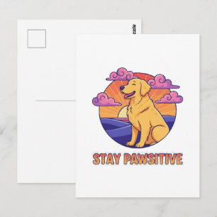Cartão Postal Permanecer Pawsitivo Retriever Dourado Pôr do Sol