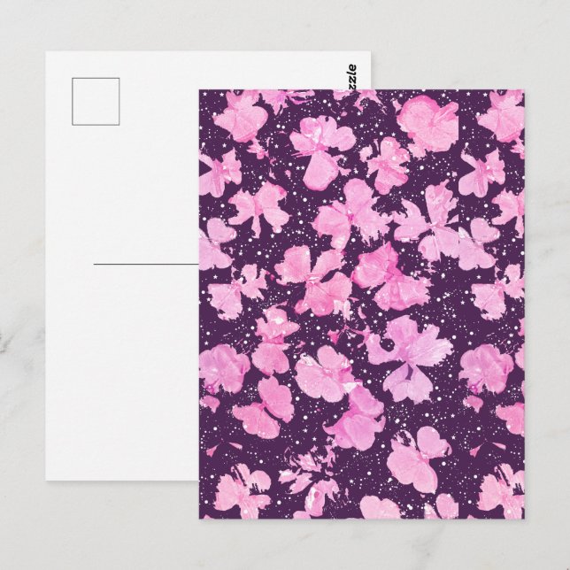 Cartão Postal Pérolas de Flor de Pintura, Acrínicas, Rosa (Frente/Verso)