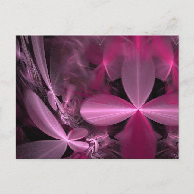 Cartão Postal Pérolas de flores rosa metálicas (Frente)