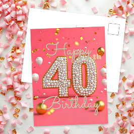 Cartão Postal Pérolas Luxuosas e Enfeites Dourados Aniversário d