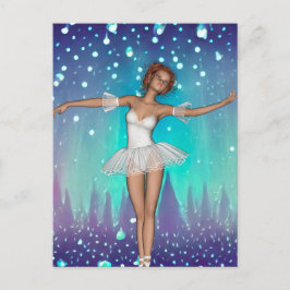 Cartão Postal Pérolas Pintadas de Ballerina e Árvores Fundo Teal