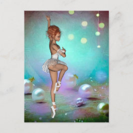 Cartão Postal Pérolas Pintadas Fundo e Ballerina Dançante