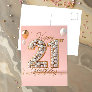 Cartão Postal Pérolas Shimmering e aniversário de 21 anos de Ace