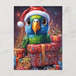 Cartão Postal Perroquet au milieu des cadeaux de noël