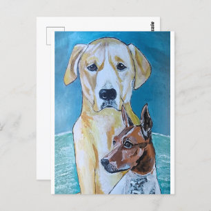 Cartão Postal Perros en la Playa Pintura de Alfred Fox