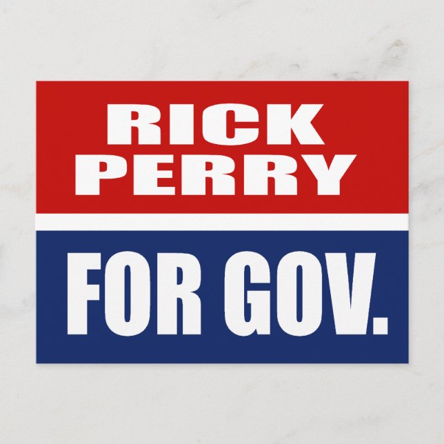 Cartão Postal PERRY DE rick PARA GOVERNADOR (Frente)