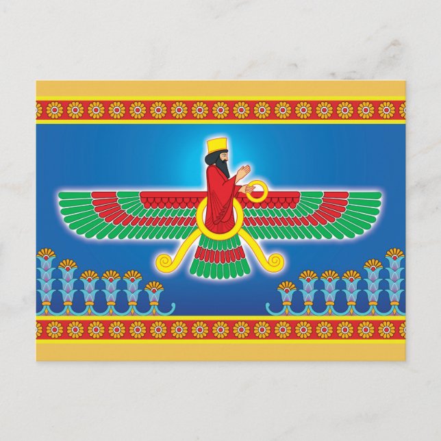 Cartão Postal Persa Faravahar do Zoroastrian (Frente)