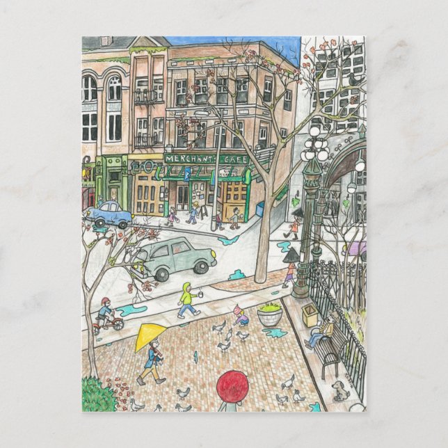 Cartão Postal Perseguindo o arco-íris, Pioneer Square, Seattle (Frente)