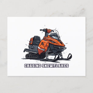Cartão Postal Perseguindo Snowflakes, Aventura Snowmobile