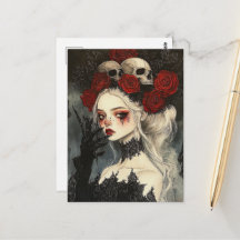 Persephone Goth Rosas Vermelhas Caveiras