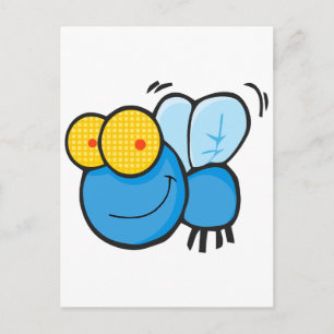 Cartão Postal personagem de bobo fofo de cartoon fly