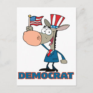 Cartão Postal personagem de desenho animado burro democrático