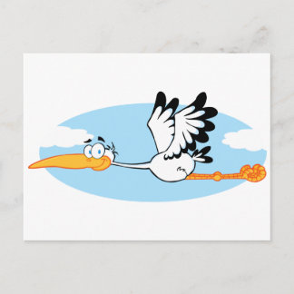 Cartão Postal Personagem de desenho animado Mascote Cegonha
