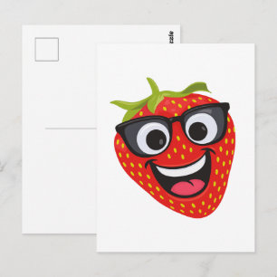 Cartão Postal Personagem de Morango Legal – Arte Divertida de Fr
