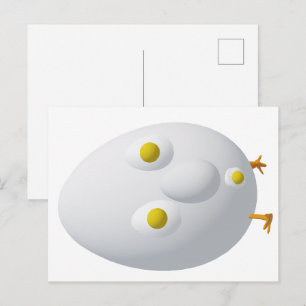 Cartão Postal Personagem de Ovo Excêntrico RG & RA Design Fofo