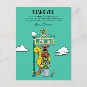 Cartão Postal Personagens da Rua Sésamo & Placa de Rua Obrigado