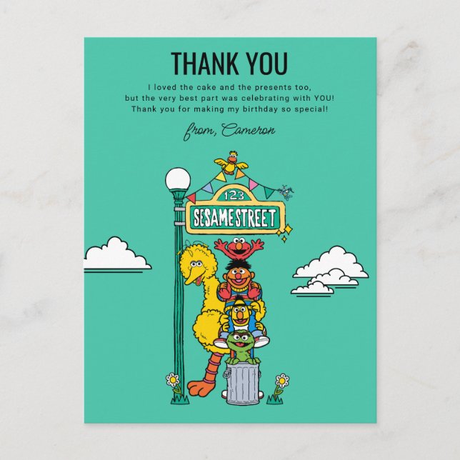 Cartão Postal Personagens da Rua Sésamo & Placa de Trânsito Obri (Frente)