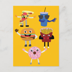 Cartão Postal Personagens de Comida