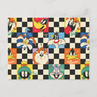 Cartão Postal Personagens do LOONEY TUNES™ em Xadrez Preto e Bra