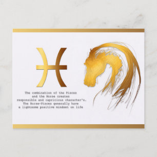 Cartão Postal Personalidade de Aniversário de Peixes Cavalo Astr