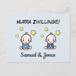 Cartão Postal Personalisierte Glückwünsche zur Geburt Zwillinge,