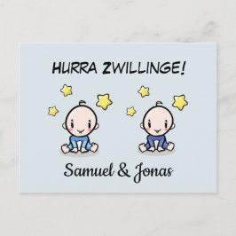 Cartão Postal Personalisierte Glückwünsche zur Geburt Zwillinge,