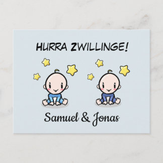 Cartão Postal Personalisierte Glückwünsche zur Geburt Zwillinge,