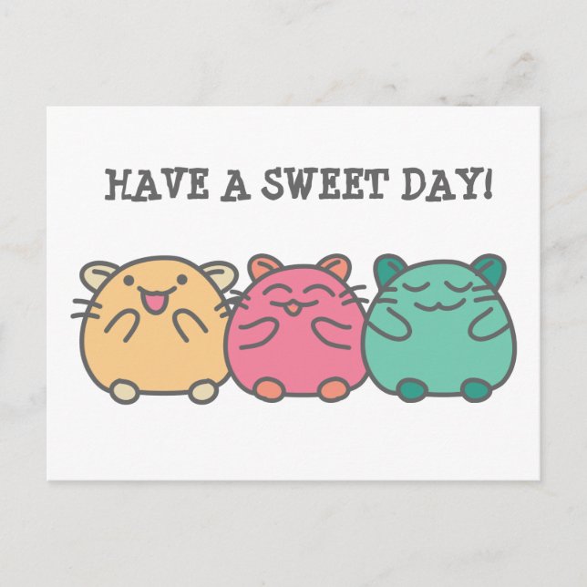 Cartão Postal Personalização de Hamsters de Cartoon do Estilo Ka (Frente)