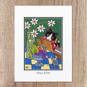 Cartão Postal Personalização de Pintura de Gato de Artista Felin