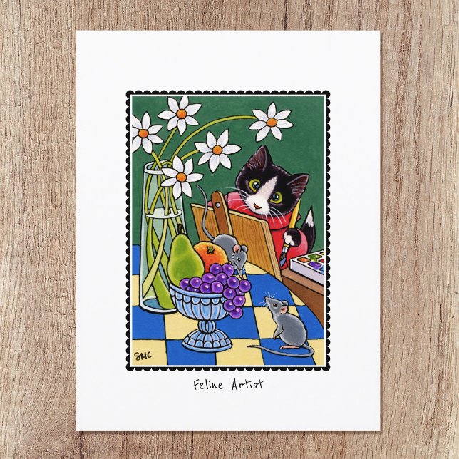 Cartão Postal Personalização de Pintura de Gato de Artista Felin (Criador carregado)