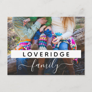 Cartão Postal Personalizada Família Monograma Sobrenome Foto Per